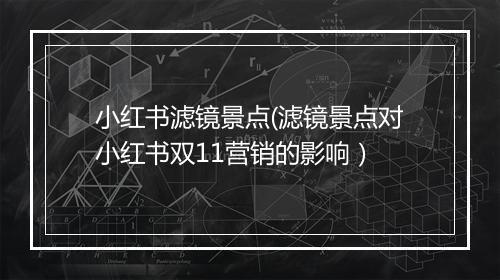 小红书滤镜景点(滤镜景点对小红书双11营销的影响）