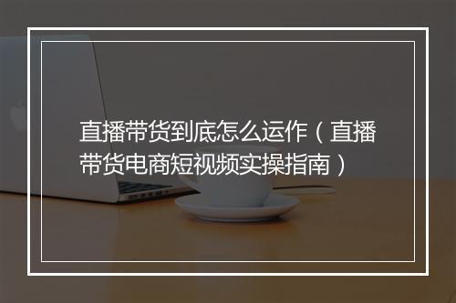 直播带货到底怎么运作（直播带货电商短视频实操指南）