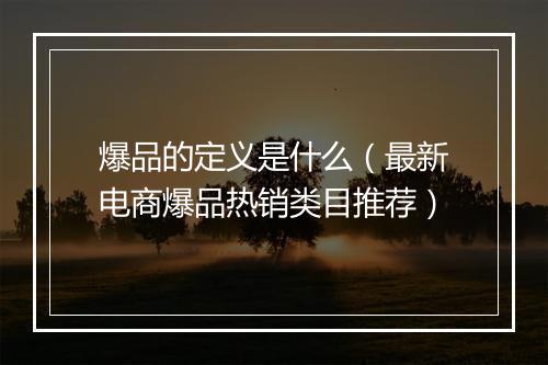 爆品的定义是什么（最新电商爆品热销类目推荐）