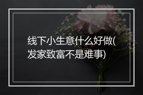线下小生意什么好做(发家致富不是难事)