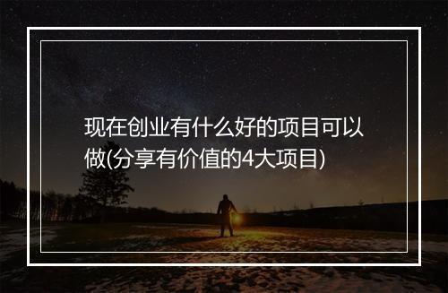 现在创业有什么好的项目可以做(分享有价值的4大项目)