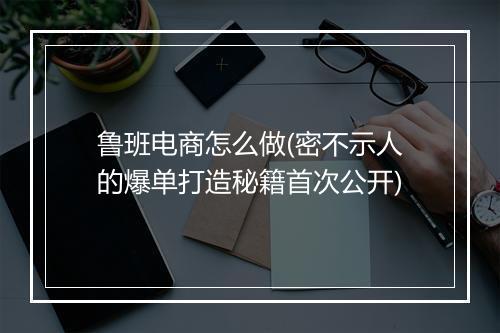 鲁班电商怎么做(密不示人的爆单打造秘籍首次公开)