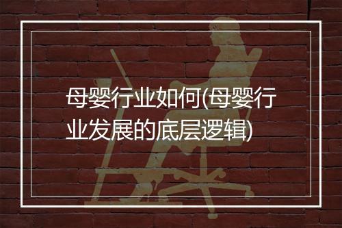 母婴行业如何(母婴行业发展的底层逻辑)