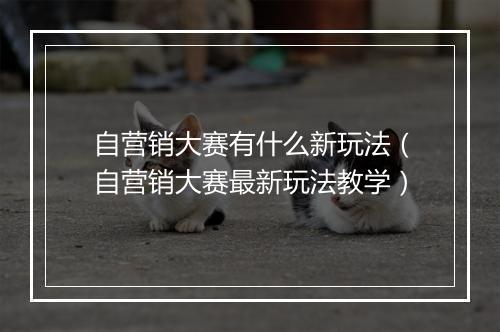 自营销大赛有什么新玩法（自营销大赛最新玩法教学）