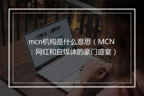 mcn机构是什么意思（MCN：网红和自媒体的豪门盛宴）