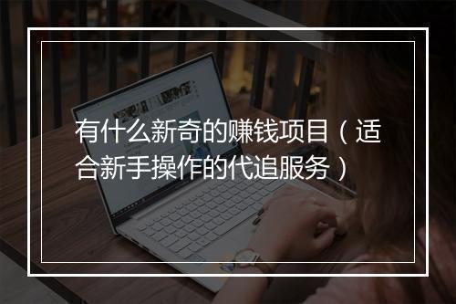 有什么新奇的赚钱项目（适合新手操作的代追服务）