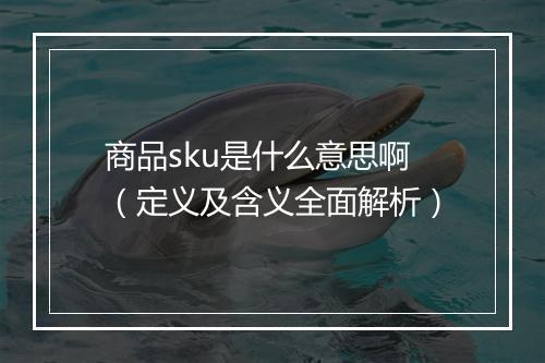 商品sku是什么意思啊（定义及含义全面解析）
