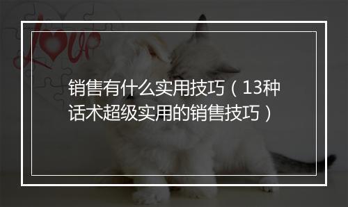 销售有什么实用技巧（13种话术超级实用的销售技巧）