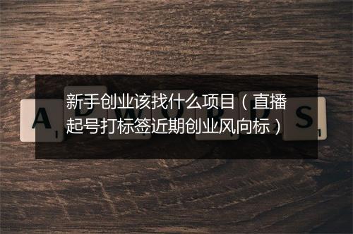 新手创业该找什么项目（直播起号打标签近期创业风向标）