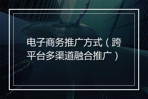 电子商务推广方式（跨平台多渠道融合推广）