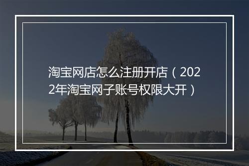淘宝网店怎么注册开店（2022年淘宝网子账号权限大开）