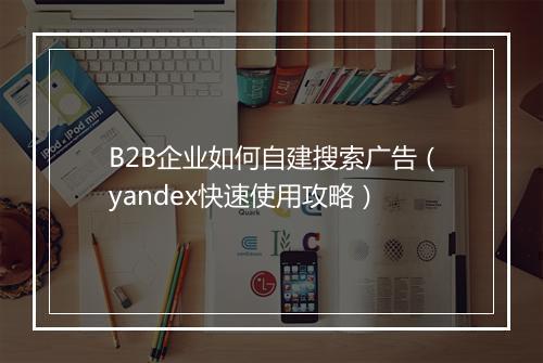 B2B企业如何自建搜索广告（yandex快速使用攻略）