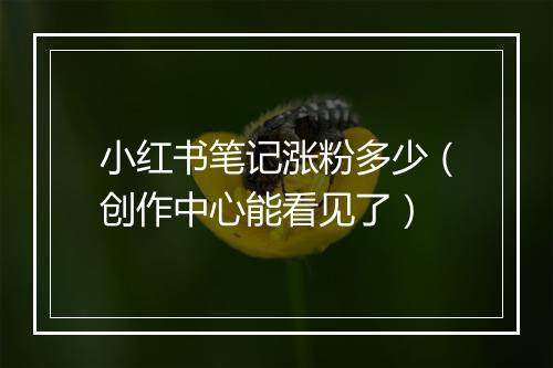 小红书笔记涨粉多少（创作中心能看见了）