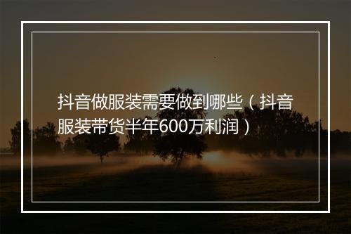 抖音做服装需要做到哪些（抖音服装带货半年600万利润）