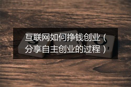 互联网如何挣钱创业（分享自主创业的过程）