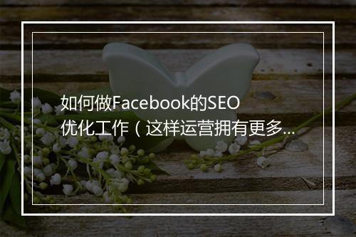 如何做Facebook的SEO优化工作（这样运营拥有更多“追随者”）