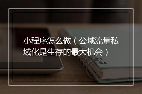 小程序怎么做（公域流量私域化是生存的最大机会）