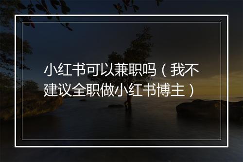小红书可以兼职吗（我不建议全职做小红书博主）