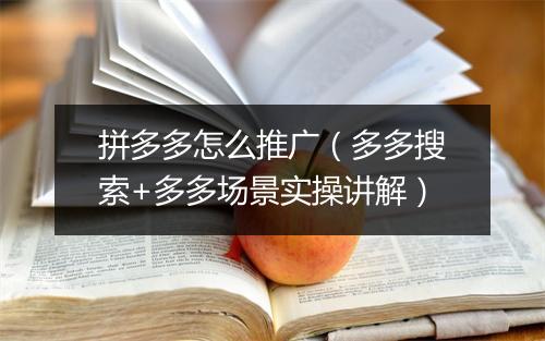 拼多多怎么推广（多多搜索+多多场景实操讲解）