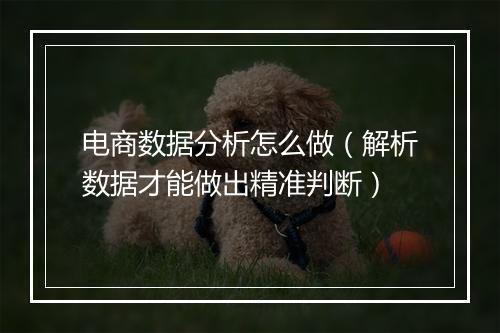 电商数据分析怎么做（解析数据才能做出精准判断）
