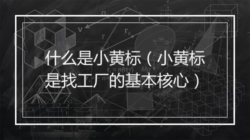 什么是小黄标（小黄标是找工厂的基本核心）