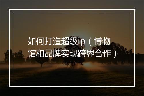 如何打造超级ip（博物馆和品牌实现跨界合作）