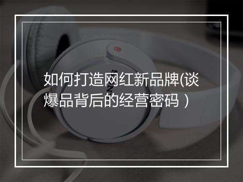 如何打造网红新品牌(谈爆品背后的经营密码）