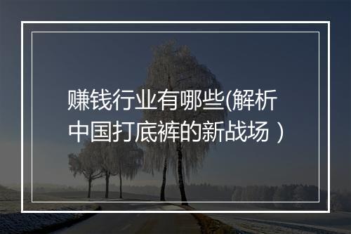 赚钱行业有哪些(解析中国打底裤的新战场）