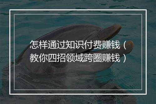 怎样通过知识付费赚钱（教你四招领域跨圈赚钱）