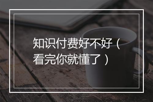 知识付费好不好（看完你就懂了）