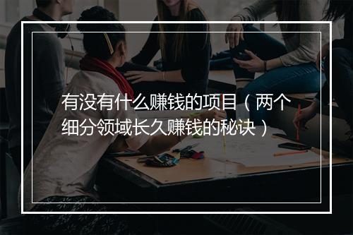 有没有什么赚钱的项目（两个细分领域长久赚钱的秘诀）
