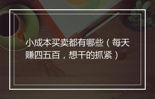 小成本买卖都有哪些（每天赚四五百，想干的抓紧）