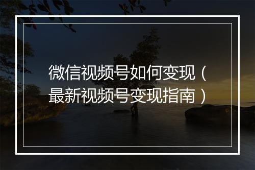 微信视频号如何变现（最新视频号变现指南）
