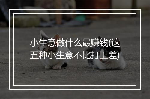 小生意做什么最赚钱(这五种小生意不比打工差)
