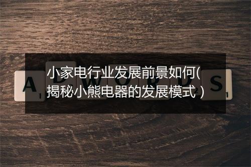 小家电行业发展前景如何(揭秘小熊电器的发展模式）