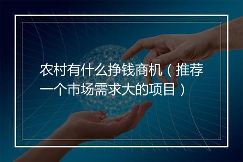 农村有什么挣钱商机（推荐一个市场需求大的项目）