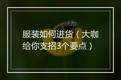 服装如何进货（大咖给你支招3个要点）