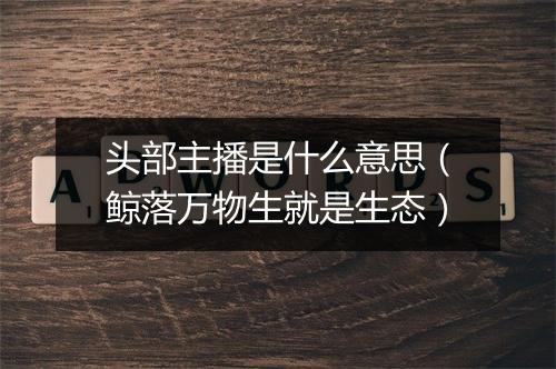 头部主播是什么意思（鲸落万物生就是生态）