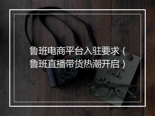 鲁班电商平台入驻要求（鲁班直播带货热潮开启）