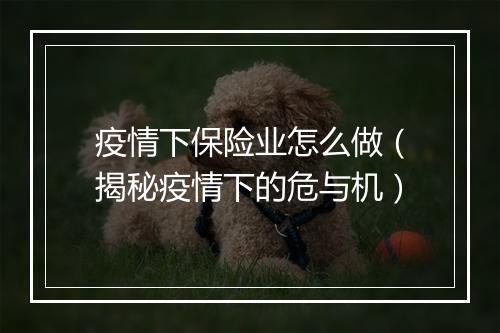 疫情下保险业怎么做（揭秘疫情下的危与机）