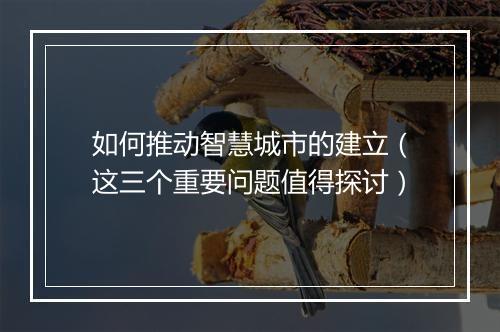 如何推动智慧城市的建立（这三个重要问题值得探讨）