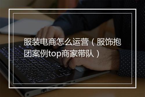 服装电商怎么运营（服饰抱团案例top商家带队）