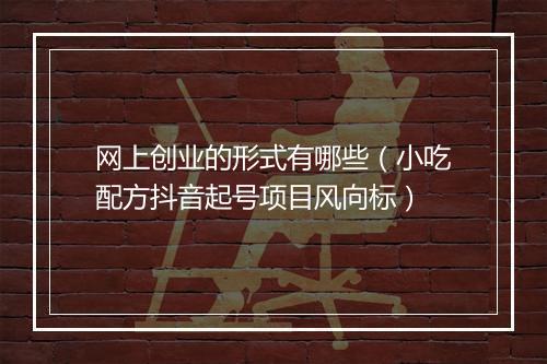 网上创业的形式有哪些（小吃配方抖音起号项目风向标）