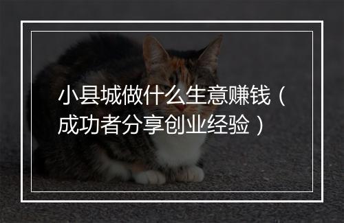 小县城做什么生意赚钱（成功者分享创业经验）