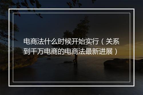 电商法什么时候开始实行（关系到千万电商的电商法最新进展）