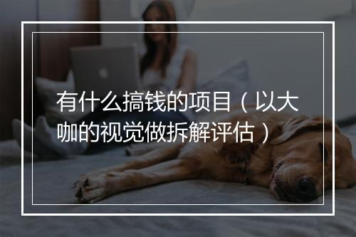 有什么搞钱的项目（以大咖的视觉做拆解评估）