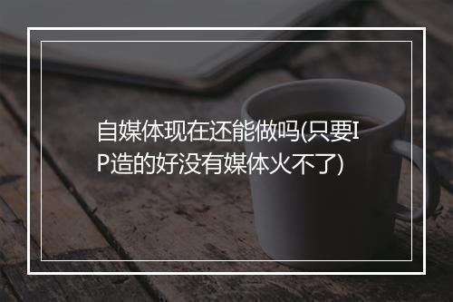 自媒体现在还能做吗(只要IP造的好没有媒体火不了)