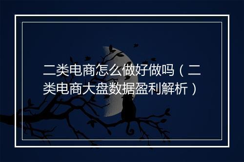 二类电商怎么做好做吗（二类电商大盘数据盈利解析）