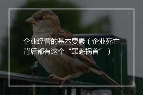 企业经营的基本要素（企业死亡背后都有这个“罪魁祸首”）