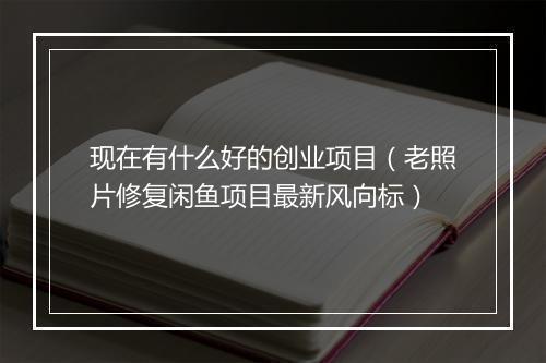现在有什么好的创业项目（老照片修复闲鱼项目最新风向标）